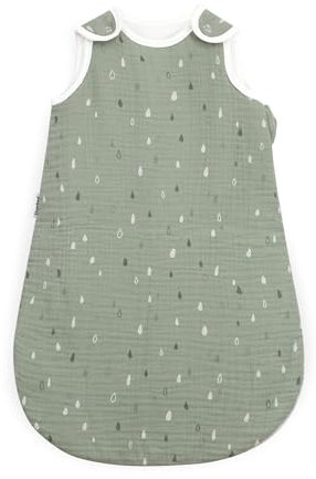 Ehrenkind® Musselin Babyschlafsack 2.5 TOG | 100% Bio-Baumwolle Jade mit Tropfen | Baby Schlafsack | 86/92 | Oeko Tex zertifiziert