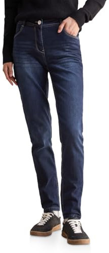 CECIL Damen Style Toronto 1-knopf 49 Jeans Im Slim Fit, Mid Blue Used Wash, 33W / 30L EU