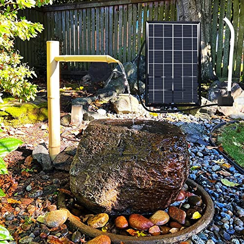 DDKYHU Fontaines à Eau extérieures à énergie Solaire, Fontaine Zen intérieure ou extérieure, Fontaine à Eau en Bambou avec Pompe, Panneau Solaire 6 W, Filtre à Eau, Tube à Eau de 2 m, créativité