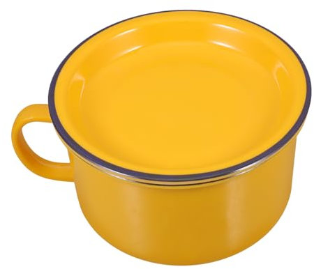 Cabilock Ramen Schüssel Set Große Emaille Nudelschüssel Mit Deckel Retro Stil Für Haushalt Und Küche Schnelle Instant Nudel Schale 7X6 Zoll