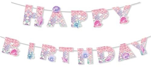 ParPix Bandera de fiesta de cumpleaños (lila rosa)