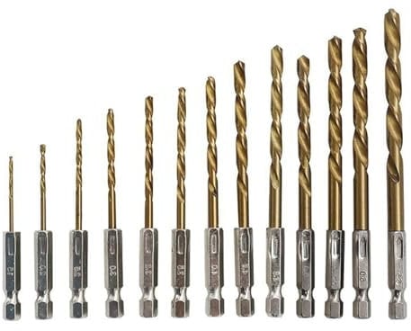 13pcs 1/4 Sunshine Makita HSS Hex Shank Titanium Coated Drill Bit Set 1.5-6.5mm
