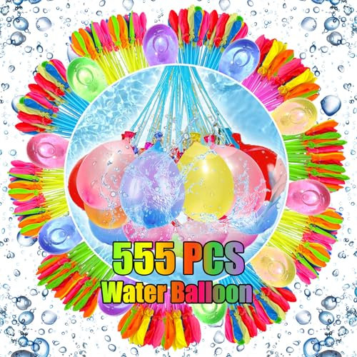 DEJIN 555 Pack Rapid-Fill Self-Sealing Water Balloons - Ideal for Summer Fun, Outdoor Games, Easy to Fill & Use, Perfect for Parties and Backyard Water Fights, Vibrant Colors, Eco-Friendly