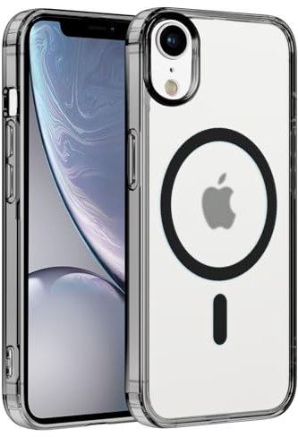Coiwxmoi Cover Magnetica per Apple iPhone XR 6.1,Compatibile con Magsafe, Sottile Trasparente Morbido Silicone TPU + Hard PC Custodia Antiurto Anti-Graffio Protettiva Cover, Nero