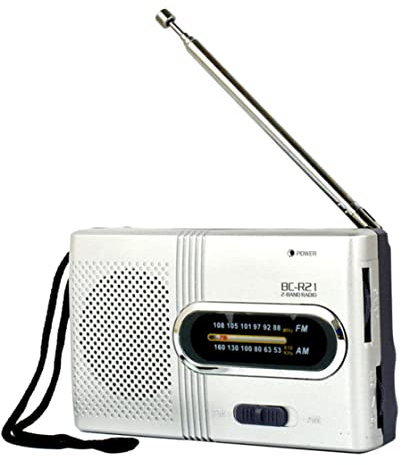 Mini Radio portátil Bc-R21 Radio Am/FM Antena telescópica Receptor de Bolsillo Altavoz Funciona con Pilas batería Recargable Plateada (sin Pilas)