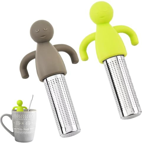 2 Pcs Loose Leaf Tea Infuser, Tea Infuser, Stainless Steel Tea Strainer for Cute Loose Leaf Tea Strainer for Teapots, Cups, Mugs, Brewing & Steepings(Green, Brown)
