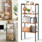 Book Shelf, 4-Tier Bookshelf, Etagere Bookcase, Open Storage Book Shelves Free Standing, Industrial Storage Rack for Living Room/Home Office/Bedroom/Kitchen, Rustic Brown and Black, 55 x 34.5 x 138cm