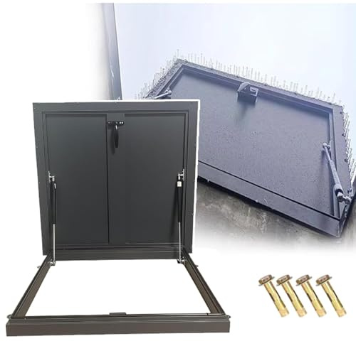 IBOWZ Botola di Accesso al Tetto, Coperchio di Accesso al Tetto con Guarnizione di Tenuta, Portello in Metallo zincato, Scala per soffitta Resistente con Rotazione di 90 Gradi