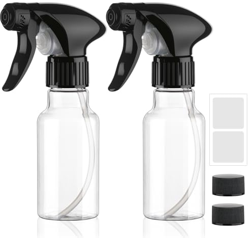 Hethyo Spray Bottles 4oz/120ml Plastic Small Spray Bottle for Hair Mist/Stream Spraying Heavy Duty Empty Water Spray Bottles for Cleaning Solutions, Plants 2 Pack, Clear