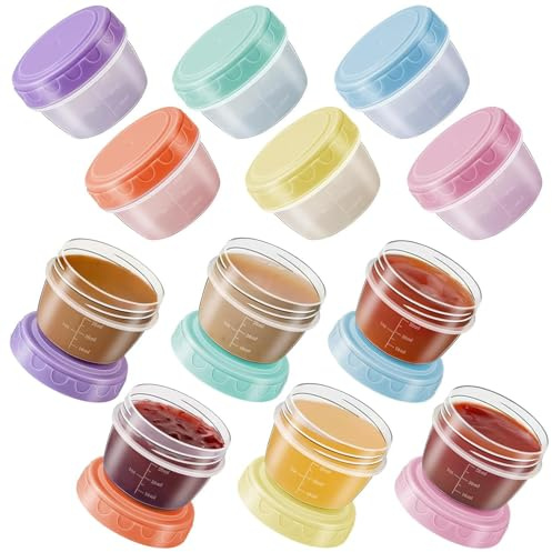 DragonX2 12 Petits Pots de Congélation 80 ML Avec Couvercle, Petits Récipients Avec Couvercle En Plastique, pour Compotes, Purées, Yaourts,Boîte de Conservation Alimentaire Sans BPA