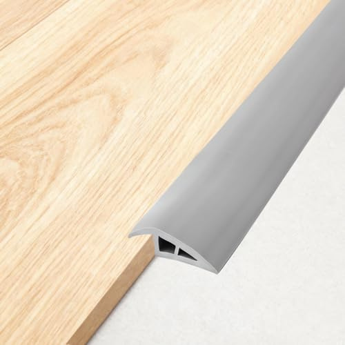 GZRXIOUS Übergangsprofil Selbstklebend 100x5cm, Türschwellen Leiste, PVC übergangsprofil Höhenausgleich für Laminat, Fliesen, Teppich Flexibel Zuschneidbar Türschwellenrampe Grau, PVC selbstklebend