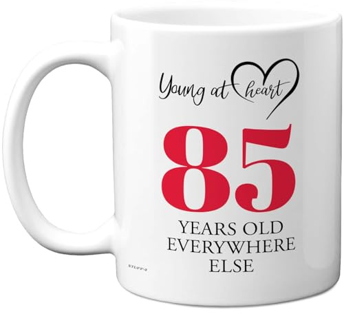 85th Birthday Gifts for Women and Men, Cheeky Novelty Mug Young at Heart | Gag Joke Gifts, Perfect Funny Mugs for Eighty-Five Eighty-Fifth Birthday Present, 11oz Ceramic Coffee Mugs