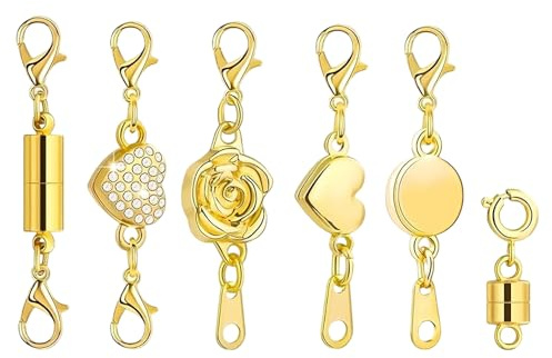 6 Piece Gold Jewellery Clasp Extender Set, Easy Lock Necklace Bracelet Clasp with Lobster Claw Fasteners for DIY Jewellery Making