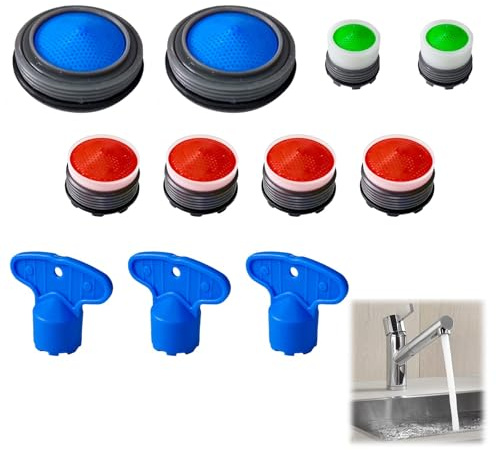 Lot de 8 Mousseur Robinets M23.5x2 & M17x4,M15x2 – Régulateurs Jet 1-13,5 L/min, POM Européen, Certifié REACH, avec Clé, Bidet/Cuisine/Toilettes