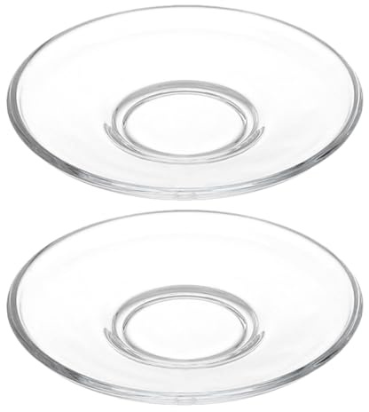 MOKKHNB Lot de 2 Soucoupes Assiettes en Verre Transparent 12X12 CM, Rondes et Stables, Adaptées pour Amuse-Bouches et en-Cas, Polyvalentes pour Usage Intérieur et Extérieur Réutilisable