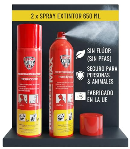 notlok Safety Work 2X 650ml Extincteur Maison A F, E < 1000V sans Fluor | Mousse Extinguante Douce pour la Peau, Extincteur Maison Tous Feux, Mini Extincteur Voiture & Bateau