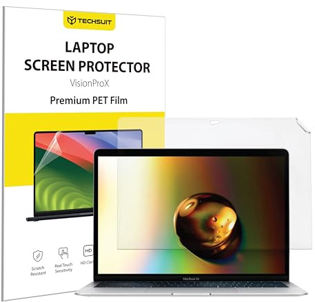 Techsuit VisionProX Anti Blaulicht Displayschutz für MacBook Air 13 2018 bis 2020, Augenbelastungsschutz, Kratzfest, HD Klarheit, Blasenfreie Installation, PET Folie, Matt