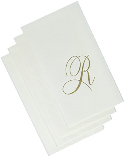 Caspari Monogramm-Papierhandtücher, mit Initiale R, White Pearl, 24 Stück