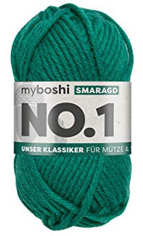 No.1-Wolle zum Häkeln und Stricken, Schnellstrickgarn, langlebige Mützenwolle, Mulesing-frei, 50g, Ll 55m, 1 Knäuel, Grün (Smaragd)