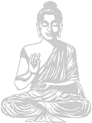 Samunshi® Wandtattoo Buddha Wandsticker 37 x 50cm silbermetalleffekt