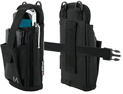 MOBILIS Holster für Mobiler Computer mit Gürtel & Schutzklappe - Größe S | Universelle Holster-Tasche für Smartphone - Zubehörtasche - Stifthalter - Für Zebra, Honeywell, XCover & iPhone