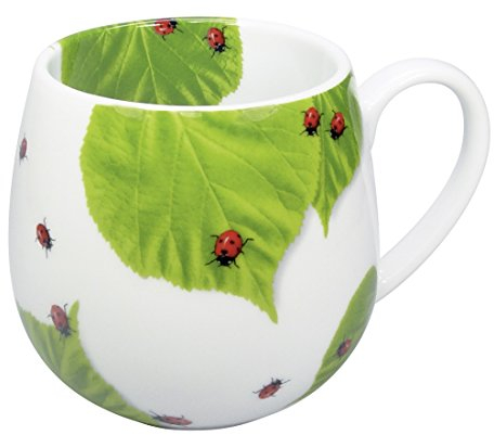 Könitz Kaffeebecher Kuschelbecher Marienkäfer auf Laub im Geschenkkarton Becher, Porzellan, Mehrfarbig, 1 Stück (1er Pack)