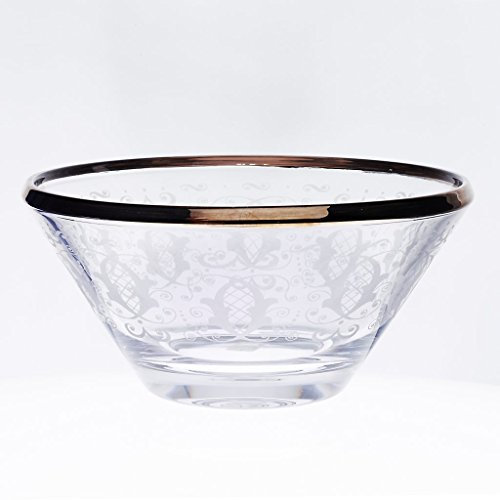 CRISTALICA Schale Obstschale Servierschale Alexandra mit Goldrand Pantographie Kristallglas