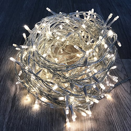 96er LED-Lichterkette warmweiß innen & außen mit Trafo Kabel transparent Weihnachtsbeleuchtung