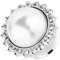 Piercingfaktor Flesh Tunnel Ohr Piercing Plug Ohrpiercing Single Flared Ear Edelstahl Vintage Sonne mit Perle Strass Kristall Silber Weiß 8mm