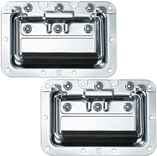 Adam Hall Hardware 34082 M2 AH - 2er Set Klappgriff/Kistengriff gefedert silber in 8 mm Einbauschale