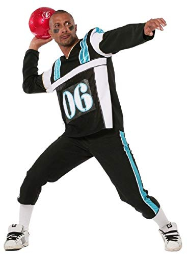 W5743-58-A schwarz-türkis Herren Football Kostüm Rugby Anzug Gr.58