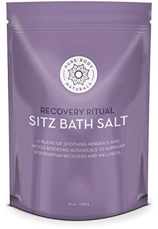 Asiento de baño Salt – Cuidado posparto y tratamiento hemorroidal – Asiento natural para baño con Epsom Salt, Sal de mar muerto y aceite esencial para autocuidado y tratamiento hemmoroide, 10 oz by