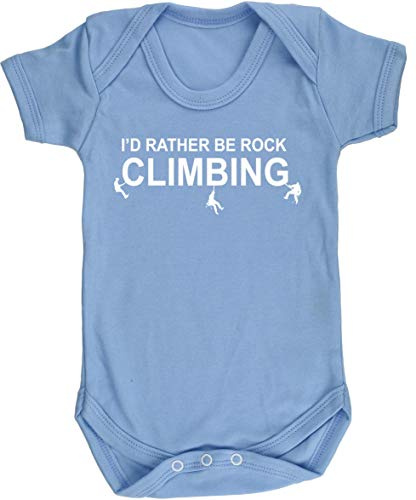 Hippowarehouse I'd rather be rock climbing baby vest bodysuit (short sleeve) boys girls