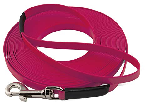 LENNIE Leichte BioThane Schleppleine, 9mm, Hunde 5-15kg, 5m lang, mit Handschlaufe, Magenta, genäht