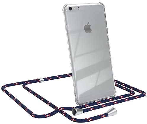 EAZY CASE Handykette kompatibel mit iPhone 6 / 6S Plus Handyhülle mit Umhängeband, Handykordel mit Schutzhülle, Silikonhülle, Hülle mit Band, Stylische Kette für Smartphone, Navy Camouflage