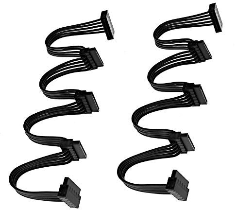 BIYM 2 Pcs 15 Broches SATA Câble d'alimentation 1 Mâle à 4 Femelle Y Splitter Kit 20 Pouces 18AWG Câble Ordinateur Puissance Lecteur Optique