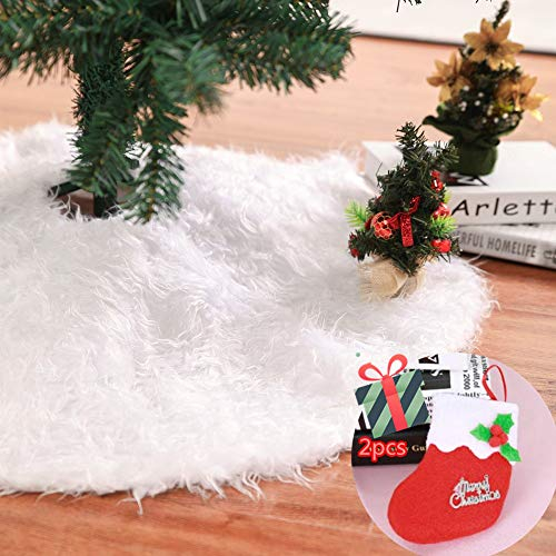 Mateju Weihnachtsbaum Rock Dekoration, Decke Weinachtsdeko Weihnachtsbaumdecke Röcke Ornaments für Weihnachten Baum Rock Deko Schutz (122cm,Weiß)