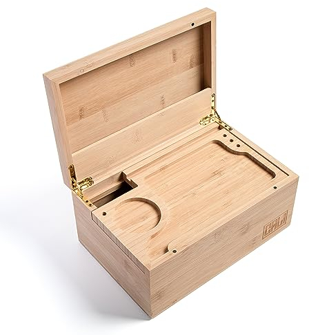 CALI Large Bamboo Stash Storage Box - 27cm x 13cm x 18cm (Natural)