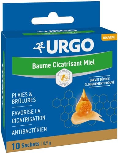 Urgo - Bálsamo Cicatrizante con Miel - Quemaduras y Heridas Superficiales y Crónicas - 10 Sobres Monodósis 0,9 g