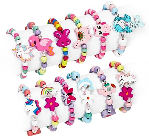 Sprinlot Armband der Freundschaft, Einhorn Geschenke für Mädchen, 12 Freundschaftsarmband Kinder, Einschulung Geschenke Mädchen, Einhorn Kinderschmuck, Armband Geburtstagsparty Geschenke