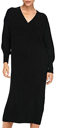 ONLY Onlnew Tessa L/S Midi Col en V KNT Robe Longue, Noir, XS