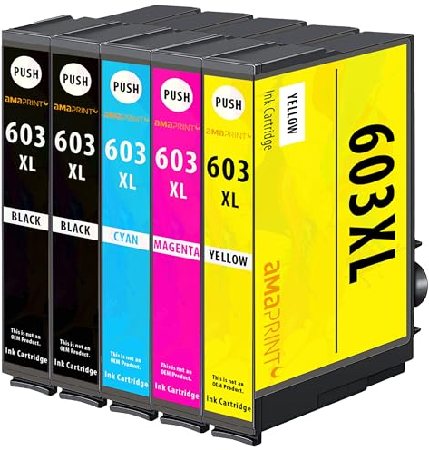 Amaprint 603XL Druckerpatronen kompatibel mit Epson 603-XL Multipack passend für Expression Home XP-3100 XP-3105 XP-3150 XP-4100 XP-4150 XP-4155 (5 Tintenpatronen)