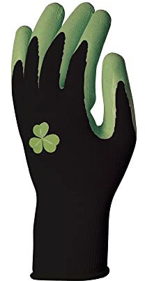 2 Stück Arbeitshandschuhe für Garten und Freizeit, Balkon und Terrasse, 100% Polyester, natürliches Latex, Feinheit 13, Schwarz-Grün, 8 - M