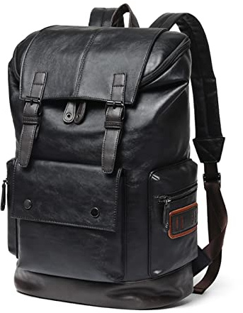 ZZSRJ Herren Leder Rucksack - Große Kapazität Laptop Business Casual Wasserdichter Computer Rucksack in Schwarz (Color : B)