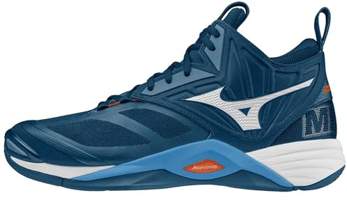 Mizuno Mixte Wave Momentum 2 Mid Chaussures de Volley-Ball, Darkdenim White Scarletibi, 48.5 EU