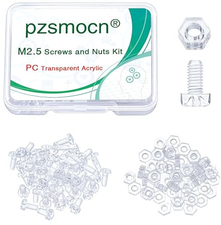 Pzsmocn 100 Pièces/50 Ensembles M2,5 * 5 mm en Plastique PC transparent Croix Tête Ronde Vis Écrou Hexagonal Combinaison Kit, pour Bricolage, Modèles et Fixation de Produits Électroniques.