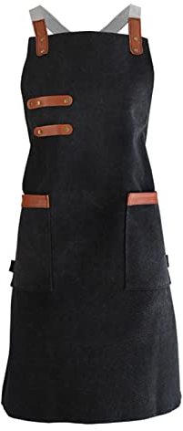 ALCKO Werkzeugschürze for Schreiner, Strapazierfähige Arbeitsschürze, wasserdichte Schürze Aus Gewachstem Segeltuch, Geeignet for Die Küche (Color : Black, Size : XL)