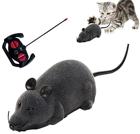 Luckxing Robotic Mouse Cat Toy,Remote Control Mouse Realistic | Squeaky Mouse Cat Toy Battery Powered Mimics Motion Of Real Prey Fun & Interactive
