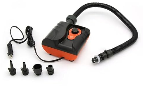 RYDE E-Pump First - Pompe Électrique Sup Haute Pression 16 PSI – Gonfleur 12V Allume-Cigare Rapide pour Paddle, Kayak et Bateau Gonflable – Stop Automatique & 5 Embouts Inclus – Débit 70L/Min