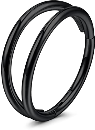 VFUN 18G 8MM 316L Edelstahl Nasenpiercing Septum Piercing Nasen Piercing Nase Conch Piercing Ring Damen Segmentring Ohrring Helix Daith Tragus Piercing Ohr Schwarz